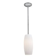 Picture of 100w Cognac Glass Pendant E-26 A-19 Incandescent Dry Location Brushed Steel White Glass 10.25"Ø4.75" (CAN 1.25"Ø5.25")
