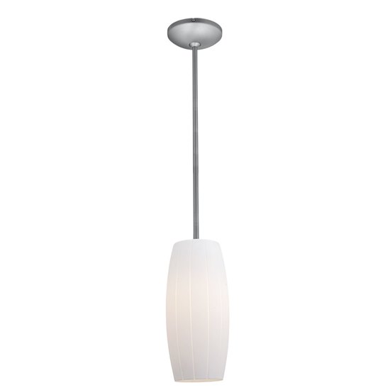 Foto para 100w Cognac Glass Pendant E-26 A-19 Incandescent Dry Location Brushed Steel White Glass 10.25"Ø4.75" (CAN 1.25"Ø5.25")