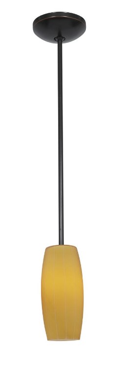 Foto para 100w Cognac Glass Pendant E-26 A-19 Incandescent Dry Location Oil Rubbed Bronze Amber Glass 10.25"Ø4.75" (CAN 1.25"Ø5.25")