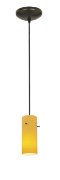 Picture of 100w Cylinder Glass Pendant E-26 A-19 Incandescent Dry Location Oil Rubbed Bronze Amber Glass 10"Ø4" (CAN 1.25"Ø5.25")
