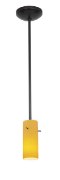 Foto para 100w Cylinder Glass Pendant E-26 A-19 Incandescent Dry Location Oil Rubbed Bronze Amber Glass 10"Ø4" (CAN 1.25"Ø5.25")