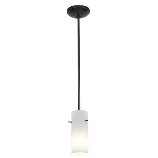Picture of 100w Cylinder Glass Pendant E-26 A-19 Incandescent Dry Location Oil Rubbed Bronze Opal Glass 10"Ø4" (CAN 1.25"Ø5.25")