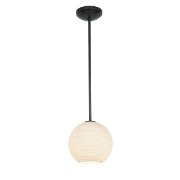 Foto para 100w M Japanese Lantern Glass Pendant E-26 A-19 Incandescent Dry Location Oil Rubbed Bronze White Lined Glass 10"Ø10" (CAN 1.25"Ø5.25")