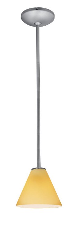 Foto para 100w Martini Glass Pendant E-26 A-19 Incandescent Dry Location Brushed Steel Amber Glass 6"Ø7" (CAN 1.25"Ø5.25")