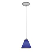 Picture of 100w Martini Glass Pendant E-26 A-19 Incandescent Dry Location Brushed Steel Cobalt Glass 6"Ø7" (CAN 1.25"Ø5.25")