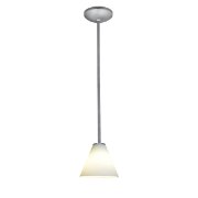 Foto para 100w Martini Glass Pendant E-26 A-19 Incandescent Dry Location Brushed Steel White Glass 6"Ø7" (CAN 1.25"Ø5.25")