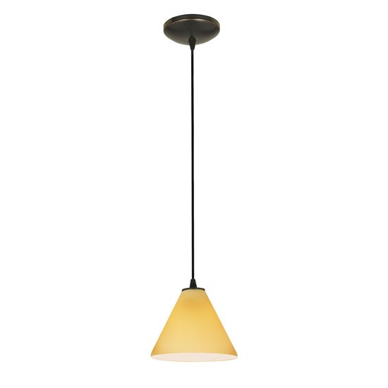 Foto para 100w Martini Glass Pendant E-26 A-19 Incandescent Dry Location Oil Rubbed Bronze Amber Glass 6"Ø7" (CAN 1.25"Ø5.25")