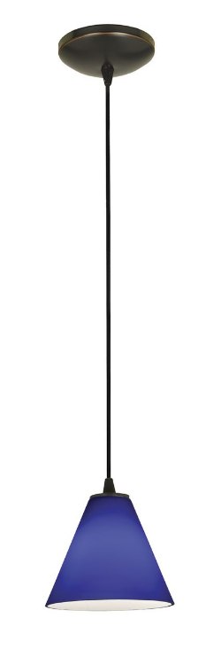 Foto para 100w Martini Glass Pendant E-26 A-19 Incandescent Dry Location Oil Rubbed Bronze Cobalt Glass 6"Ø7" (CAN 1.25"Ø5.25")