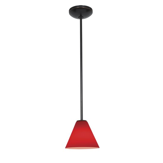 Picture of 100w Martini Glass Pendant E-26 A-19 Incandescent Dry Location Oil Rubbed Bronze Red Glass 6"Ø7" (CAN 1.25"Ø5.25")