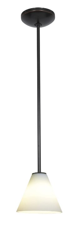 Foto para 100w Martini Glass Pendant E-26 A-19 Incandescent Dry Location Oil Rubbed Bronze White Glass 6"Ø7" (CAN 1.25"Ø5.25")