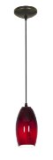 Picture of 100w Merlot Glass Pendant E-26 A-19 Incandescent Dry Location Oil Rubbed Bronze Red Sky Glass 8"Ø3.5" (CAN 1.25"Ø5.25")