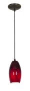 Foto para 100w Merlot Glass Pendant E-26 A-19 Incandescent Dry Location Oil Rubbed Bronze Red Sky Glass 8"Ø3.5" (CAN 1.25"Ø5.25")