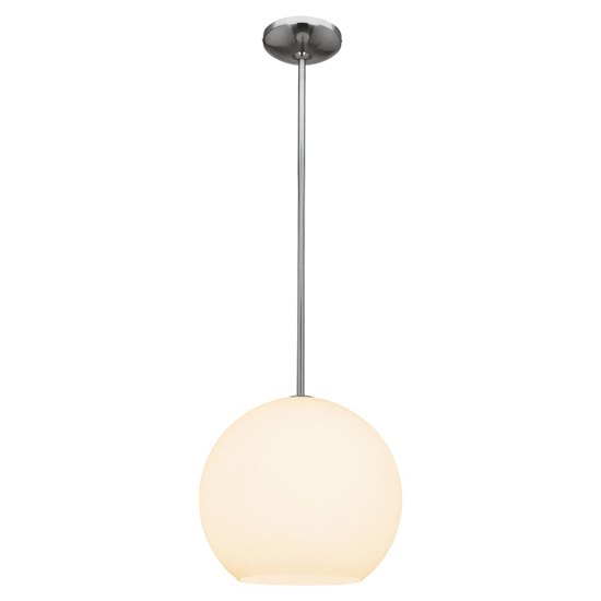 Picture of 100w Nitrogen E-26 A-19 Incandescent Dry Location Brushed Steel Opal Ball Pendant 10.5" (CAN 1.25"Ø5.25")