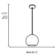 Picture of 100w Nitrogen E-26 A-19 Incandescent Dry Location Brushed Steel Opal Ball Pendant 10.5" (CAN 1.25"Ø5.25")