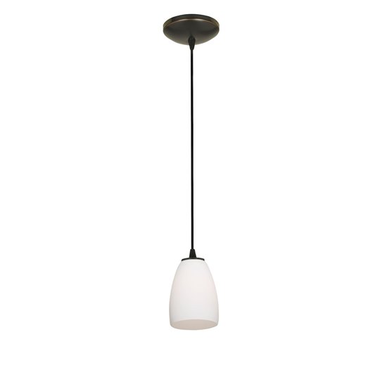 Picture of 100w Sherry Glass Pendant E-26 A-19 Incandescent Dry Location Oil Rubbed Bronze Opal Glass 6"Ø4.5" (CAN 1.25"Ø5.25")