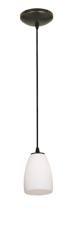 Foto para 100w Sherry Glass Pendant E-26 A-19 Incandescent Dry Location Oil Rubbed Bronze Opal Glass 6"Ø4.5" (CAN 1.25"Ø5.25")