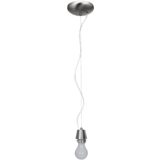 Picture of 100w Trixie E-26 A-19 Incandescent Dry Location Brushed Steel Pendant Cord with Fulcrum Rod (CAN 1.25"Ø5.25")
