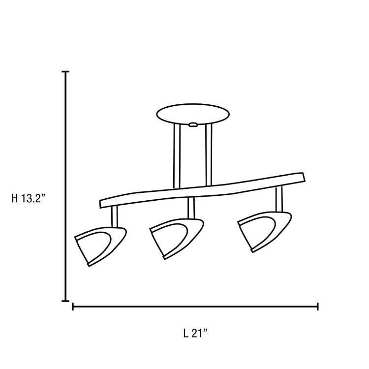 Foto para 105w (3 x 35) Comet GU-10 MR-16 Halogen Dry Location Brushed Steel Opal Semi Flush (CAN 1.1"Ø6.5")
