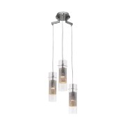 Foto para 105w (3 x 35) Spartan GU-10 MR-16 Halogen Dry Location Brushed Steel Metal Mesh in Clear Glass Pendant (CAN 0.75"Ø5.2")