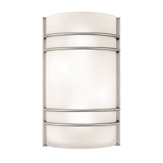 Picture of 120w (2 x 60) Artemis E-26 A-19 Incandescent Dry Location Brushed Steel Opal Wall Fixture (CAN 12.25"x7.5"x0.5")