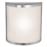 Foto para 120w (2 x 60) Artemis E-26 B-10 Incandescent Damp Location Brushed Steel Opal Wall Fixture 10"x11" (CAN 10"x7"x0.5")