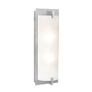 Picture of 120w (2 x 60) Bo E-12 B-10 Incandescent Damp Location Brushed Steel Opal Wall & Vanity (CAN 5.1"x18.5"x0.88")