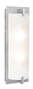 Picture of 120w (2 x 60) Bo E-12 B-10 Incandescent Damp Location Brushed Steel Opal Wall & Vanity (CAN 5.1"x18.5"x0.88")