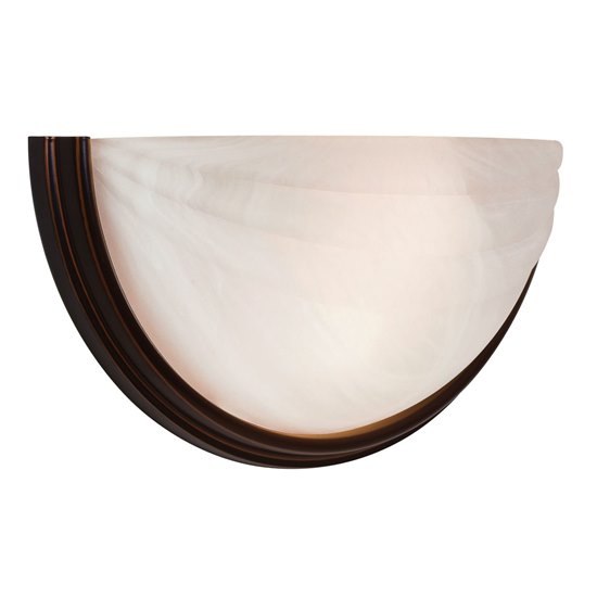 Picture of 120w (2 x 60) Crest E-26 A-19 Incandescent Dry Location Oil Rubbed Bronze Alabaster Wall Sconce (CAN 6.5"x13"x0.5")