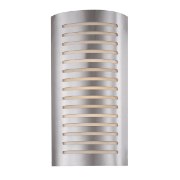 Picture of 120w (2 x 60) Krypton E-26 A-19 Incandescent Damp Location Brushed Steel Opal Wall Fixture 8.25"x16" (CAN 15.6"x7.6"x0.25")