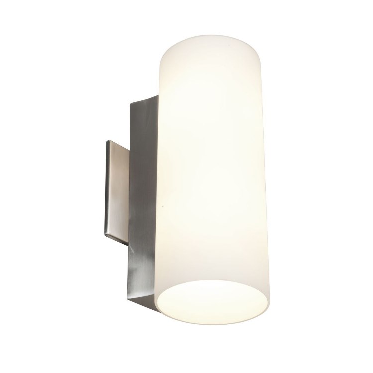 Foto para 120w (2 x 60) Tabo E-12 B-10 Incandescent Damp Location Brushed Steel Opal Wall & Vanity 4.9"x11.8"