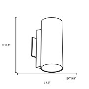 Picture of 120w (2 x 60) Tabo E-12 B-10 Incandescent Damp Location Brushed Steel Opal Wall & Vanity 4.9"x11.8"