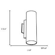 Picture of 120w (2 x 60) Tabo E-12 B-10 Incandescent Damp Location Brushed Steel Opal Wall & Vanity 4.9"x15.5"