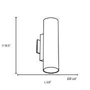 Picture of 120w (2 x 60) Tabo E-12 B-10 Incandescent Damp Location Brushed Steel Opal Wall & Vanity 4.9"x19.5"