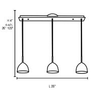 Picture of 120w (3 x 40) Metalico G9 Halogen Dry Location Chrome Clear Three Light Bar Pendant