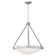 Picture of 130w (5 x 26) Aztec GU-24 Spiral Fluorescent Damp Location Brushed Steel White Chain Supported Bowl Pendant (CAN 1.2"Ø5")