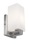 Picture of 13w Archi GU-24 Spiral Fluorescent Damp Location Brushed Steel Opal Wall & Vanity (CAN 5.9"x4.75"x0.9")