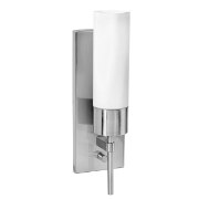 Foto para 13w Iron GU-24 Spiral Fluorescent Damp Location Brushed Steel Opal Wall Fixture with On/Off Switch (CAN 11.5"x4.25"x0.75")