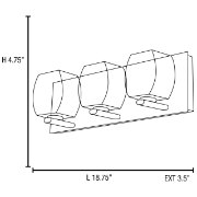 Foto para 144w (3 x 48) Evia G9 G9 Xenon Damp Location Chrome 3 Lt Crystal Vanity (CAN 18.75"x4.75"x0.9")