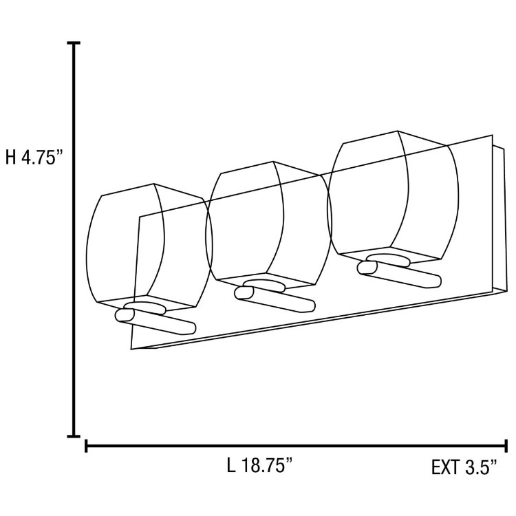 Foto para 144w (3 x 48) Evia G9 G9 Xenon Damp Location Chrome 3 Lt Crystal Vanity (CAN 18.75"x4.75"x0.9")