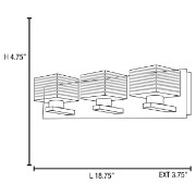 Picture of 144w (3 x 48) Sophie G9 G9 Xenon Damp Location Chrome CLFR Square Etched Crystal Vanity (CAN 18.75"x4.75"x0.9")