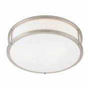 Picture of 150w (2 x 75) Conga E-26 A-19 Incandescent Damp Location Brushed Steel Opal Flush-Mount