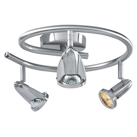 Picture of 150w (3 x 50) Cobra GU-10 MR-16 Halogen Dry Location Brushed Steel Wall or Ceiling Fixture
