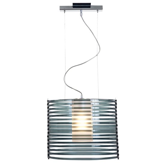 Foto para 150w Enzo E-26 A-19 Incandescent Dry Location Chrome Smoked Acrylic Acrylic Rib Pendant