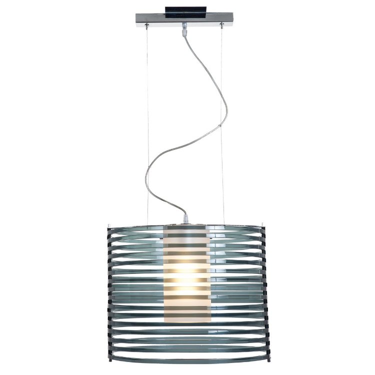 Foto para 150w Enzo E-26 A-19 Incandescent Dry Location Chrome Smoked Acrylic Acrylic Rib Pendant