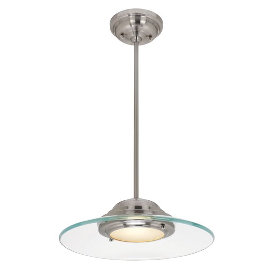 Picture of 150w Phoebe R7s J-78 Halogen Dry Location Brushed Steel 8mm Clear Glass Semi-Flush or Pendant 4"Ø13.5" (CAN 1"Ø5.25")