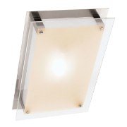 Picture of 150w Vision R7s J-118 Halogen Damp Location Brushed Steel Frosted Flush-Mount 10"x15.5"x3.25" (CAN 11.75"x6"x1.25")
