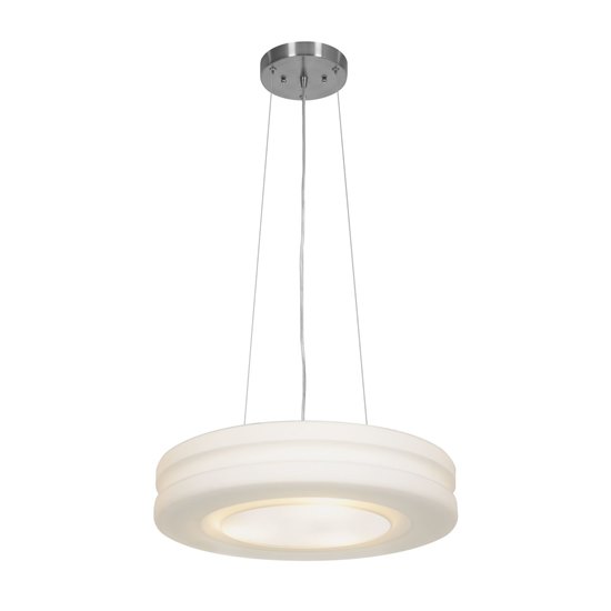 Foto para 180w (3 x 60) Altum E-26 A-19 Incandescent Damp Location Brushed Steel Opal Aircraft Cable Pendant 4"Ø19.5" (CAN 1"Ø5.75")