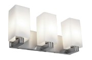 Foto para 180w (3 x 60) Archi E-26 A-19 Incandescent Damp Location Brushed Steel Opal Wall & Vanity (CAN 1.4"x4.75"x0.9")