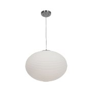 Picture of 180w (3 x 60) Callisto E-26 A-19 Incandescent Damp Location Brushed Steel Opal Ribbed OPL Glass Pendant (CAN 0.75"Ø5.25")