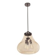Picture of 180w (3 x 60) Flux E-26 ST-18 Incandescent Dry Location Distressed Bronze Amber Vintage Lamped Pendant (CAN 0.75"Ø4.75")